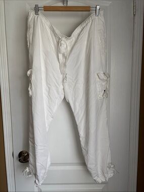 White women’s Drawstring Cargo Pants